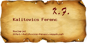 Kalitovics Ferenc névjegykártya